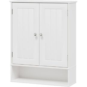 Bathroom Cabinet - Over The Toilet Storage Cabinet White Medicine Cabinet, Bathroom Wall Cabinet with 2 Doors and Adjustable Shelves, Small Wall Mounted Cabinet for Bathroom, Kitchen, Laundry