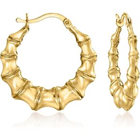 Ross-Simons 14kt Yellow Gold Bamboo-Style Hoop Earrings