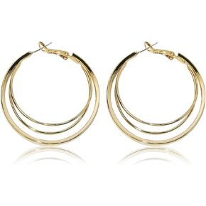 S925 Silver Plated Earrings Double Large Circle Hoop Earrings for Women Hypoallergenic Nickel Free Fashion Gift Birthday Wedding