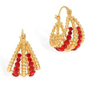 Jean Beau Gold Hoop Earrings for Women Chunky 14k Gold Plated Statement Rhinestone Hypoallergenic Earrings Birthday Christmas Valentine’s Day Trendy Jewelry Gift