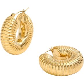 SOAR 18K Gold Plated Snail Hollow Hoop Earrings for Women – Stainless Steel Chunky Hypoallergenic Earrings – Trendy Statement Fashion Jewelry for Everyday or Gift