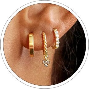 3 Pairs Silver Huggie Hoop Earrings Set Gold Huggie Earrings for Women Lightweight Hypoallergenic Heart Hoops Earrings Set Jewelry