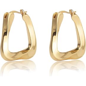 Twist Hoop Earrings, 18K Gold Plated Small Thick Chunky Irregular Hoop Earrings for Women, Size: 26mm