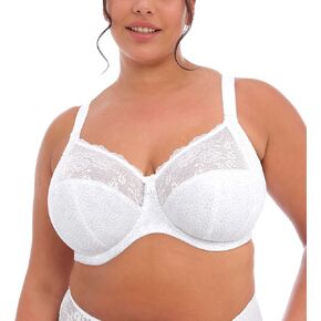 Elomi Women's Plus Size Morgan Banded Underwire Stretch Lace Bra, White, 38G