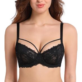 Lemorosy Women's Push Up Full Coverage Unpadded Plus Size Unlined Underwire Sexy Lace Everyday Bra