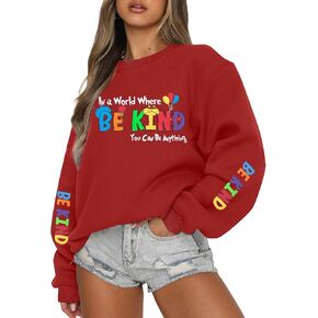 UNIQUEONE Be Kind Sweatshirt Women Teacher Sweatshirts Kindness Back To School Pullover Inspirational Graphic Crewneck Top