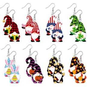 8 Pairs Gnome Earrings for Women Gnome Jewelry Gift Women's Drop and Dangle Earrings for Easter Mother's Day Summer Valentine's Day Christmas New Year(Cute Style)