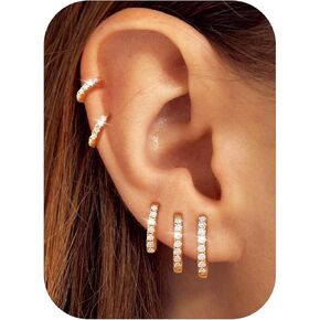 5 Pairs 14K Gold Plated Lightweight Small Gold Hoop Earrings for Women,Hoops Jewelry for Women Thick Dainty Gold Hoops Silver Jewelry Hypoallergenic Earrings