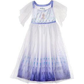 Disney Girls' Frozen Fantasy Nightgown Princess Elsa Dress Pajama, White - Elsa Epilogue, Size 8