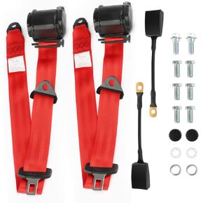 2PCS Universal 3Pt Adjustable Retractable Lap for Go Kart,Club Golf Cart,SUV,Cars Minivan,UTV (Red) in Saudi Arabia