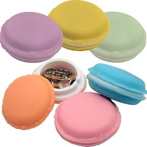 6 Pcs Cute Macaron Shaped Case Containers Organizer, Kawaii Decor Jewelry Storage Holder Box - Colourful Tiny Gift