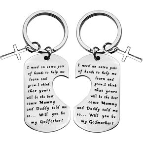 Dabihu Godparent Gifts from Godchild Will You Be My Godmother/Godfather Keychain Set Christening Gift Godparents Announcement Jewelry First Communion Gift for Godmother Godfather Baptism Gift Keyring