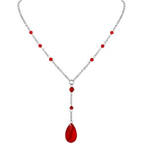 Sacina Gothic Y Necklace, Dainty Necklace, Teardrop Necklace, Red Necklace, Gothic Necklace, Goth Necklace, Christmas New Year Jewelry Gift for Women
