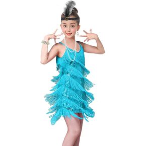 FUNDAISY Girls 1920s Flapper Dress Gatsby Sequin for Kid w/ 20s Headband Accessories Set
