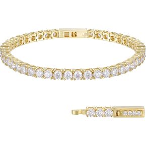 Moissanite Tennis Bracelet 2.16 Carats Moissanite Bracelets for Women Men's Bracelets 18k White Gold Plated 925 Sterling Silver Bracelet, 2mm 7.5inch D Color VVS1 Round Cut Lab Created Diamond Tennis Bracelet with GRA Certificate