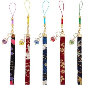 OLYCRAFT 5pcs Lucky Cat Keychain Pendants Japanese Beckoning Cat Keychains Bell Buckle Keyring with Flower Maneki Neko Key Ring Charms for Hanbag Backpack Phone Funny Gifts