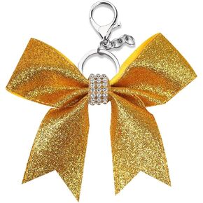 yaozeio Glitter Cheer Bow Keychain for Cheerleading Cheer Bag Backpack Charm for Cheer Gifts for Women Girls Cheer Stuff
