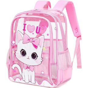AO ALI VICTORY Clear Backpack for School,PVC Transparent Kids Bookbag for Girls Boys Cute Toddler Back Pack Kindergarten Elementary Schoolbag Stadium Approved See Through Backpacks,Black Gamer