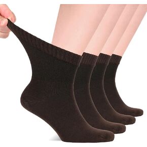 Hugh Ugoli Diabetic Socks for Men, Loose Ankle Socks Bamboo, Extra-Wide, Thin, Seamless Toe and Non-Binding Top, 4 Pairs, White, Shoe Size: 11-13