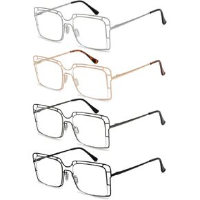 Eyekepper 4-pack Reading Glasses Thin Metal Hollow Frame Women Men Readers