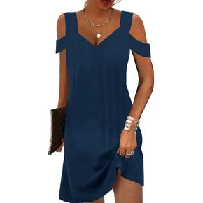 SAUKOLE Womens Sexy Cold Shoulder Dresses Summer Casual Dress Loose Fit Knee Length Dress in Saudi Arabia