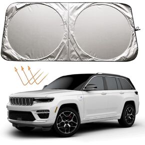 XHRING Car Windshield Sun Shade Sunshade Compatible with Jeep Renegade 2015-2024 Cherokee 2011-2024 Compass 2017-2024 Patriot 2007-2017 Trailhawk Sport Accessories Car Front Window Sun Shield Visor