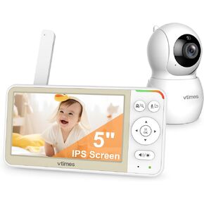 Baby Monitor with Camera and Audio, 5.5" 720P HD Screen Video Baby Monitor No WiFi VOX Mode Pan-Tilt-Zoom Alarm and 1000ft Range, Night Vision Night Light Lullaby, Ideal for Baby/Elderly/Pet