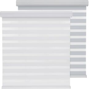 Zebra Blinds - Cordless Roller Window Shades, Dual Layer Light Filtering Roller Shades, 27" W X 72" H, White, Easy Install Day Night Window Blinds for Home, Office, French Door