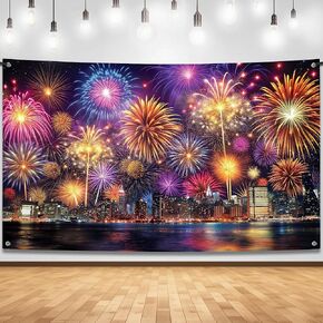 KatchOn, XtraLarge Happy New Year Banner 2024 - New Year Backdrop, 72x44 Inch | Happy New Year Decorations 2024 | New Years 2024 banner for New Years Eve Party Supplies 2024 | NYE Decorations 2024