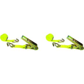 US Cargo Control 3 Inch x 20 Foot Ratchet Straps with Wire Hooks (2 Pack), 3 Inch Ratchet Straps, Yellow J Hook Ratchet Straps for Flatbed Trailers, 5,400 lbs. Working Load Limit