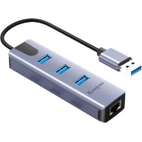 USB C to Ethernet Adapter 4-in-1 Aluminum USB C to Ethernet Adapter, with 3 USB 3.0 Ports, for MacBook Pro 2019/2018/2017, Chromebook, Linux, and More Type C Devices