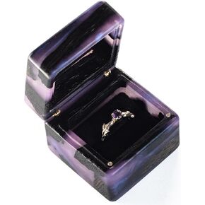 MUSE - Emerald Green Resin & Wood Engagement Ring Box | Wooden Proposal Rings Holder | Small Jewelry Boxes for Wedding Ceremonies