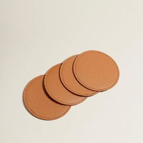 OLETHA Drink Coasters Set of 4 - Aesthetic Coaster for Coffee Bar, Dining Table, Office Desk - Ivory