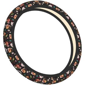 Mushroom Snail Floral Plant Steering Wheel Cover for Women Men Girls Car Accessories Decor Anti-Slip Neoprene Auto Steering Wheel Covers Protector Universal 15 Inch