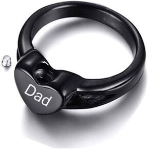 Stainless Steel Heart Shape Black Urn Ring for Ashes Keepsake Cremation Memorial Jewelry