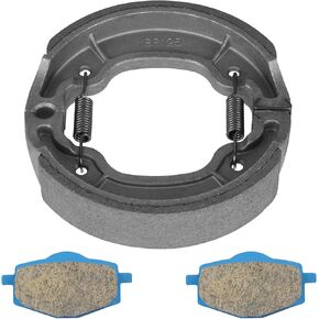 Front and Rear Brake Shoes Pads for Yamaha Dirt TTR225 TT-R225 1999-2004, RT180 1993-1997, XT350 1991-2000, Replace for ‎‎‎‎‎FA101 527, Drum Brake Shoe Set