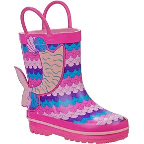 Josmo Girl's Rain Boots Mermaid Non-Slip Waterproof Shoes