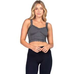 Comfort Wireless Sexy Lace Bralette for Women. One Size (Dk Grey)