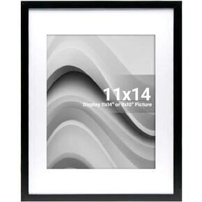 Boarding 11X14 Picture Frame with Polished Plexiglass,Display 8x10 with removable Mat or 11x14 without Mat, Photo Frame for Wall Hanging Display,Posters & Art Prints Black, (1, Pack)