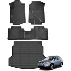 Binmotor- Floor Mats & Cargo Liner Set for Honda CRV 2012-2016(Not fit EX-L & Touring Models) 丨All Weather Car Mats Custom for Honda CRV LX/SE/EX(No subwoofer Under Passenger Seat) Trunk Cargo Mat