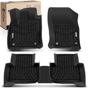 YHTAUTO Floor Mats Fit 2022-2025 Volkswagen Taos, TPE All Weather Car Mats Waterproof Anti-Slip Odorless Floor Liner, Interior Car Accessories Front & 2nd Row Liner