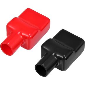 1 Pair Battery Terminal Insulation Covers, 14mm 0.55" Car Battery Post Cap Universal for Motorcycle Truck Durable PVC Red Black
