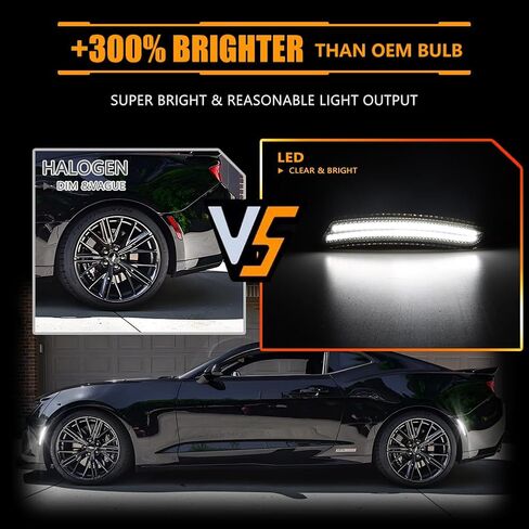 Front & Rear Fender LED Side Marker Lights for 2016 2017 2018 2019 2020 2021 Chevy Camaro, Camaro Smoked Lens Side Bumper Marker Lamps, Amber & Red LED Side Markers Turn Signal Lights, 4 PCS in Kuwait