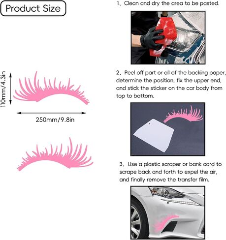 4 Pairs 4 Colors PVC Eyelash Car Stickers, Car Headlight Eyelashes, Charming Eyelashes Car Decoration, Waterproof Self Adhesive Eyelash Decals for Car Truck Headlight Body Decoration Wall Stickers in Kuwait
