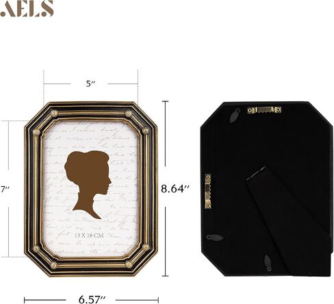 AELS 4x6 Inch Vintage Picture Frame, Elegant Antique Photo Frames with Glass Front, Photo Display, Tabletop Wall Hanging, Gift Ideas, Gold and Black Polygon in Kuwait