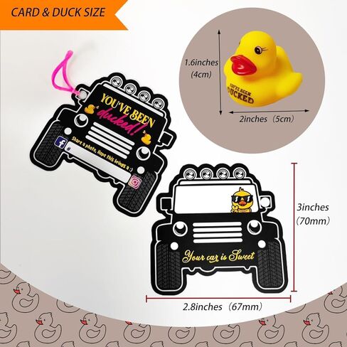 LANBAIHE You've been Ducked، مجموعة بطة البط، مجموعة 91 قطعة، 20 بطاقة بطة، 20 بطة مطاطية صفراء، 50 شريطًا مطاطيًا، 1 حقيبة بطة برباط، هدية لأي متحمس للبط (بطة مطاطية صفراء 02) in Kuwait