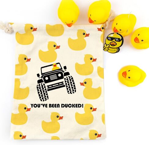 LANBAIHE You've been Ducked، مجموعة بطة البط، مجموعة 91 قطعة، 20 بطاقة بطة، 20 بطة مطاطية صفراء، 50 شريطًا مطاطيًا، 1 حقيبة بطة برباط، هدية لأي متحمس للبط (بطة مطاطية صفراء 02) in Kuwait