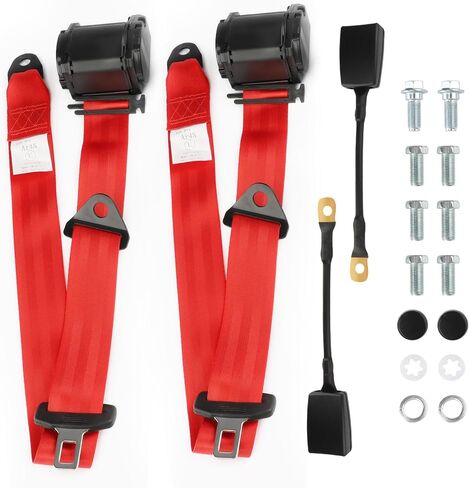 2PCS Universal 3Pt Adjustable Retractable Lap for Go Kart,Club Golf Cart,SUV,Cars Minivan,UTV (Red) in Saudi Arabia