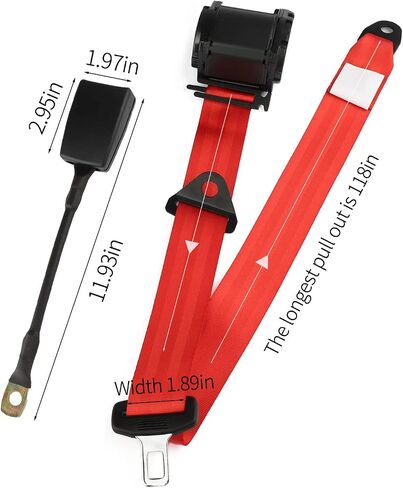 2PCS Universal 3Pt Adjustable Retractable Lap for Go Kart,Club Golf Cart,SUV,Cars Minivan,UTV (Red) in Saudi Arabia