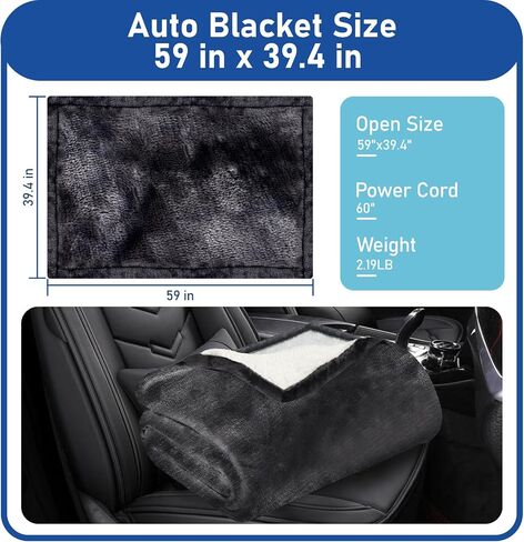 VINGVO Heated Car Blanket, 12V Car Electric Blanket, Flannel Sherpa Machine Washable Heating Throw, 3 Heating Levels Electric Blanket for Car, Truck, SUV, RV 59" x 39.4" in Saudi Arabia
